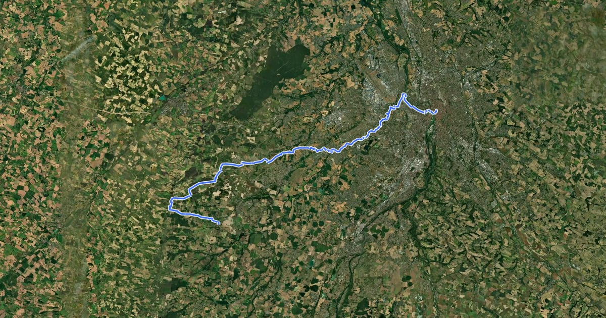 Маршрут De Toulouse à Sainte-Foy на спутниковом снимке