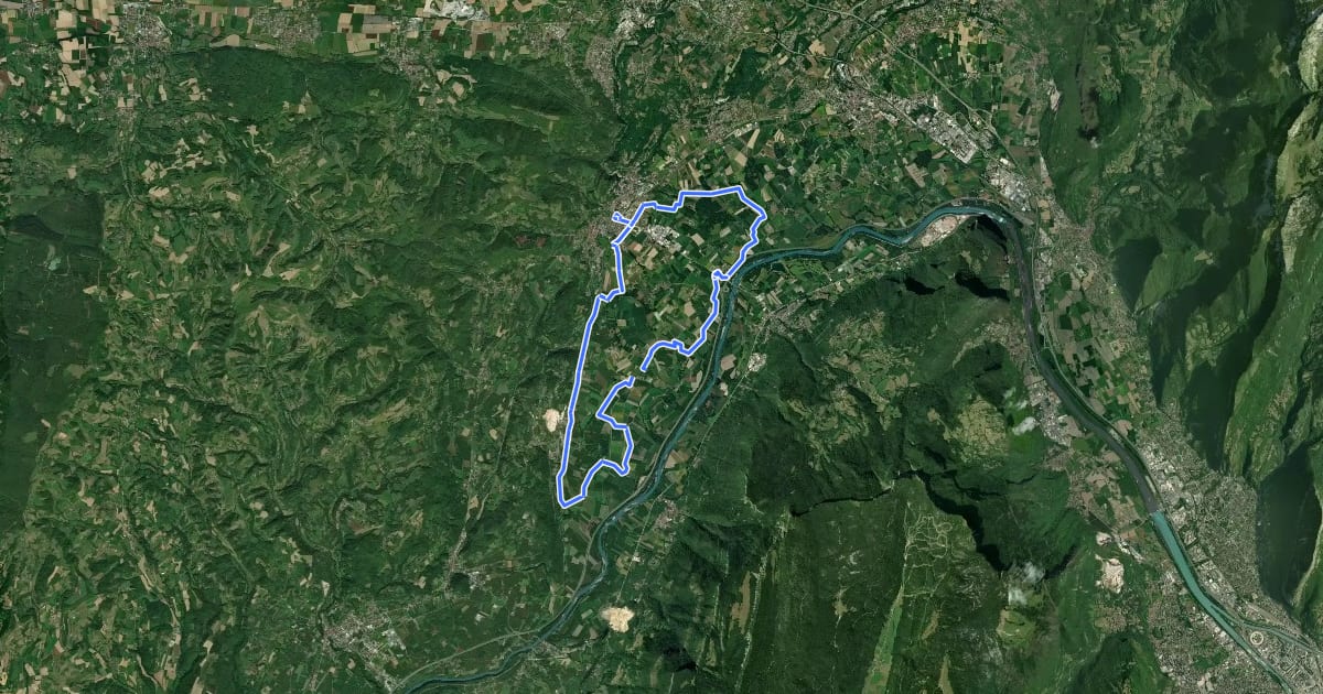 Маршрут De Tullins aux rives de l'Isère на спутниковом снимке