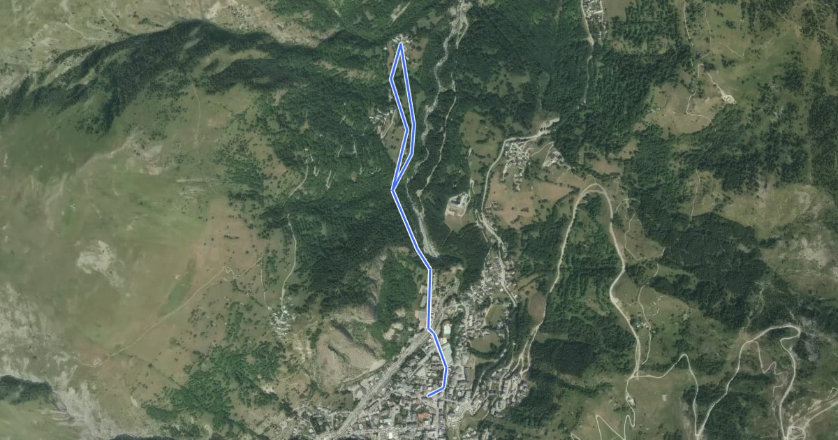 Маршрут De Valloire au Villard на спутниковом снимке