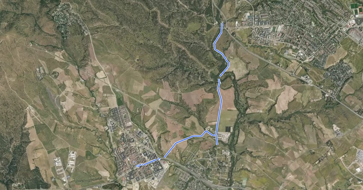 Маршрут De Villanueva del Pardillo al Puente de Retamar на спутниковом снимке