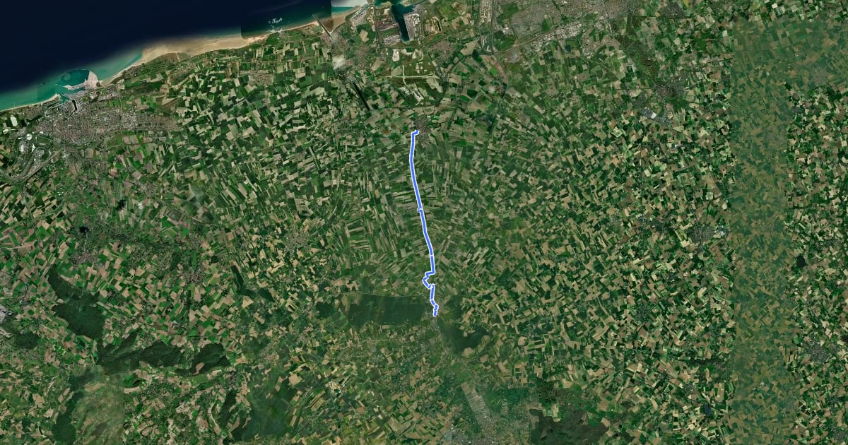Маршрут De Watten à Bourbourg на спутниковом снимке