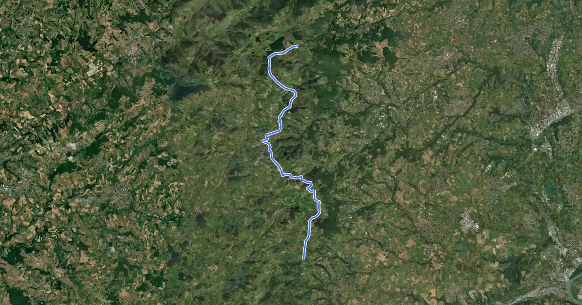 Маршрут De Yzeron à Riverie на спутниковом снимке