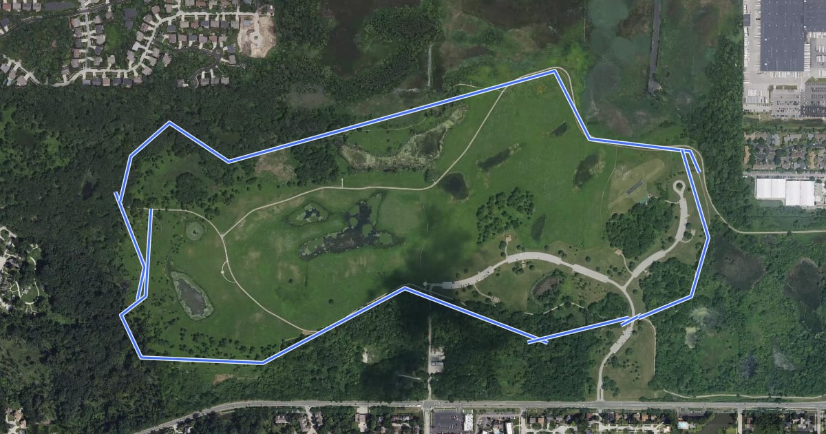 Маршрут Deer Grove - East Brown Unpaved Loop на спутниковом снимке