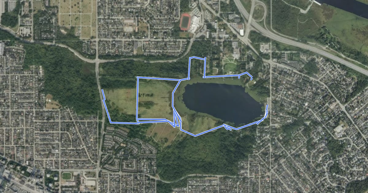Маршрут Deer Lake COVID-19 One-way Loop на спутниковом снимке