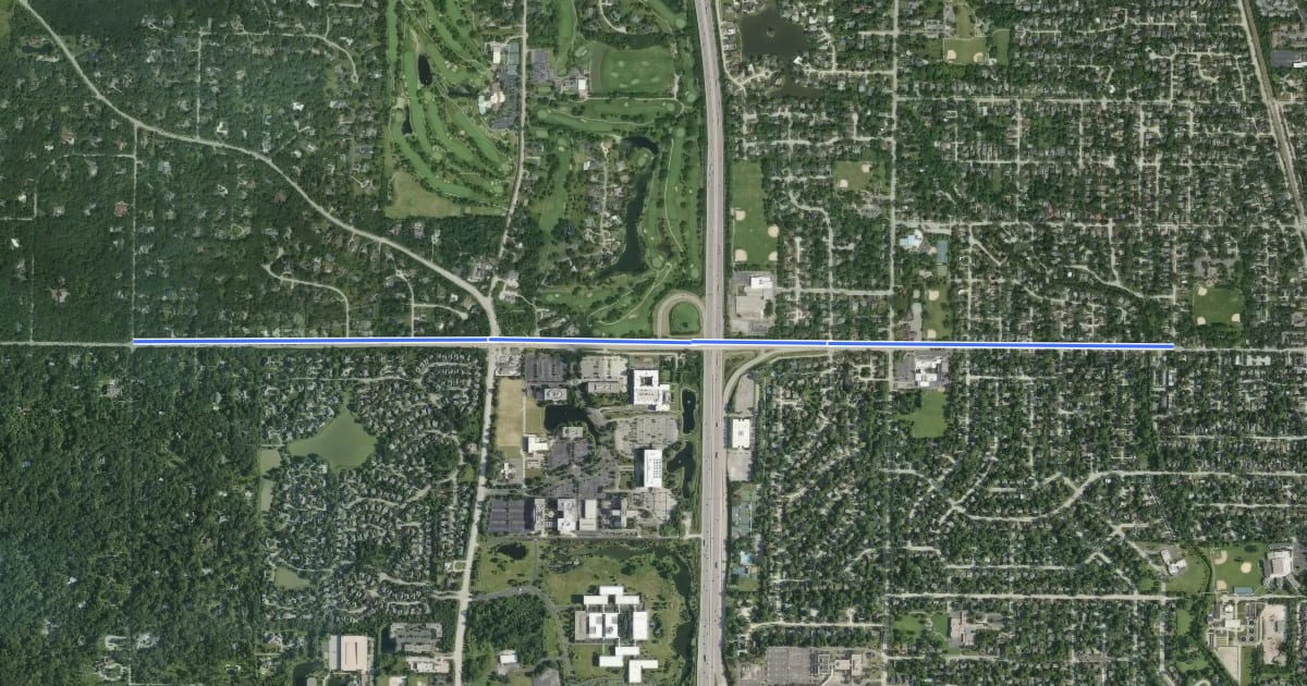 Маршрут Deerfield Road на спутниковом снимке