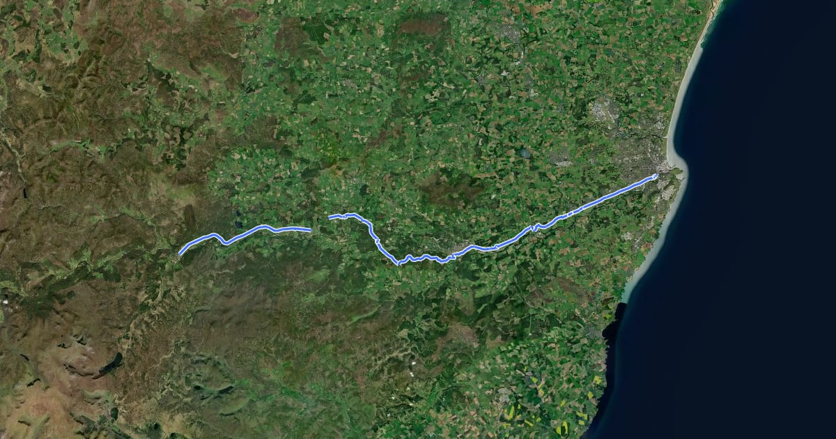 Маршрут Deeside Way на спутниковом снимке