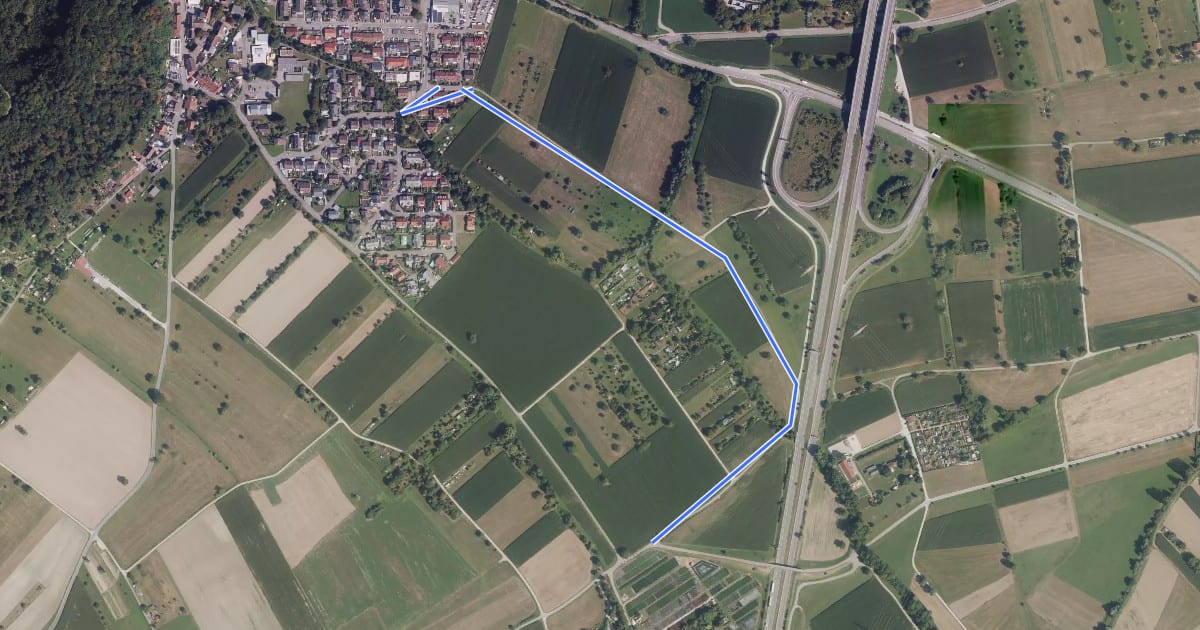 Маршрут Degerfelden Langgärten - An der Römerstraße на спутниковом снимке