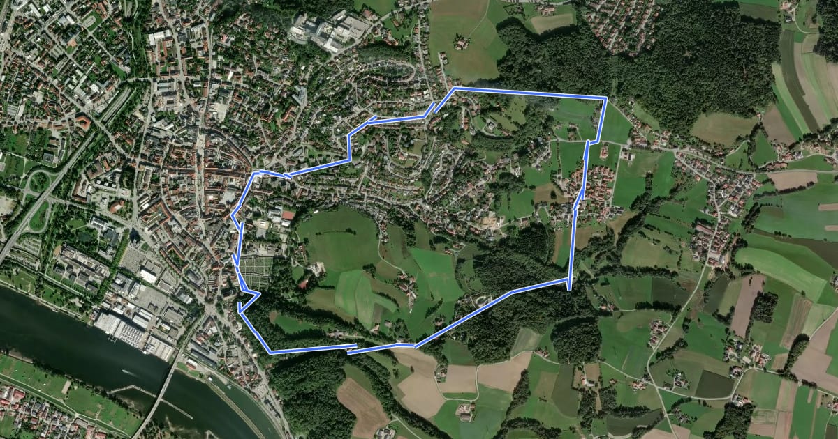 Маршрут Deggendorf Rundwanderweg Nr.2 на спутниковом снимке