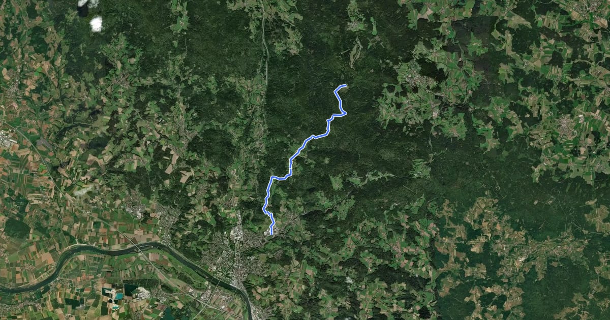 Маршрут Deggendorf Zielwanderweg Nr.3 на спутниковом снимке