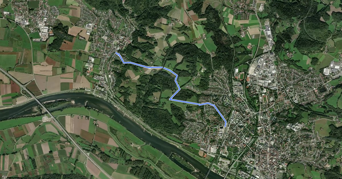 Маршрут Deggendorf Zielwanderweg Nr. 9 на спутниковом снимке