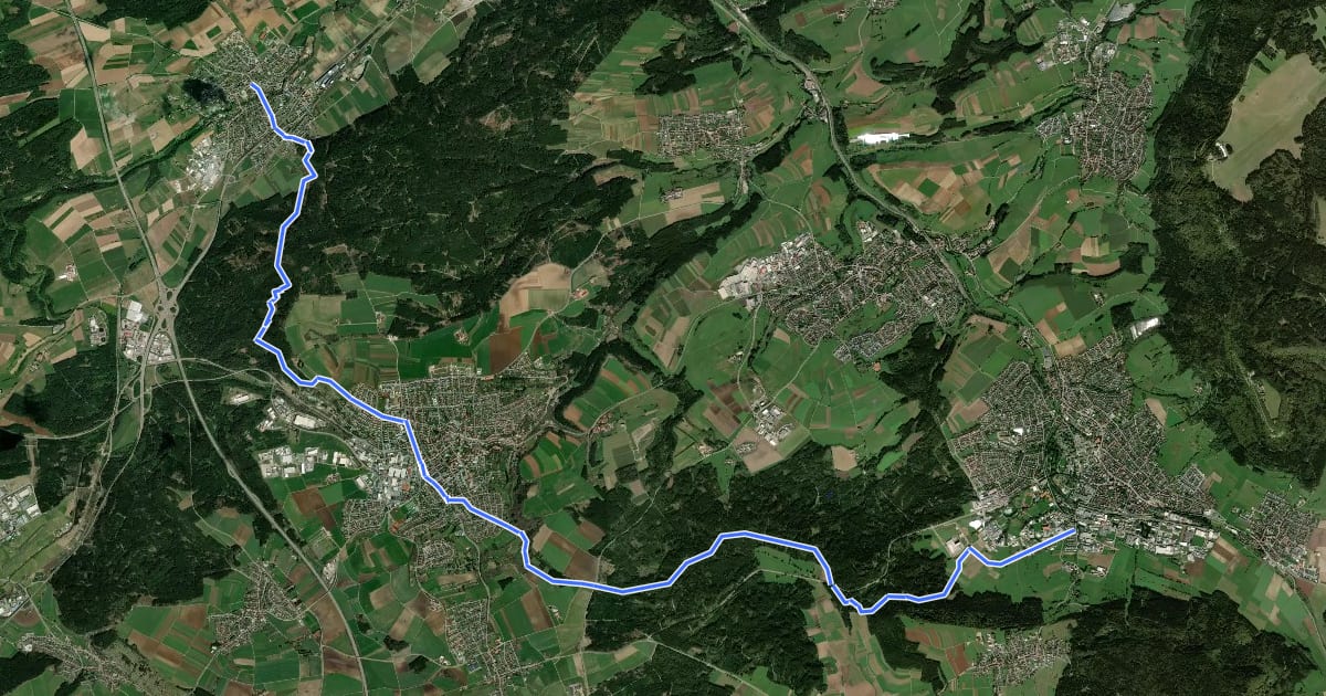 Маршрут Deißlingen - Trossingen - Spaichingen на спутниковом снимке