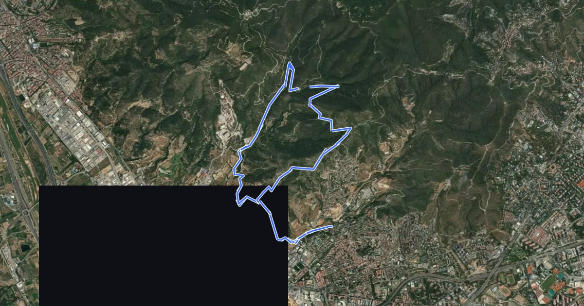 Маршрут Del solell a l'obaga. Collserola на спутниковом снимке