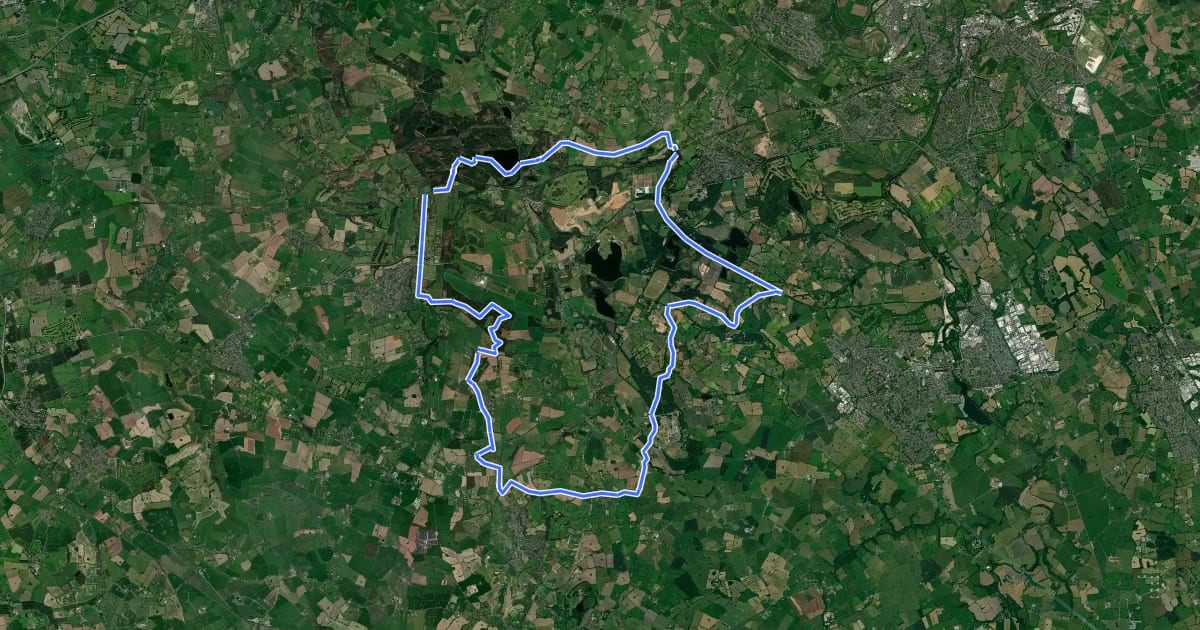 Маршрут Delamere Loop на спутниковом снимке