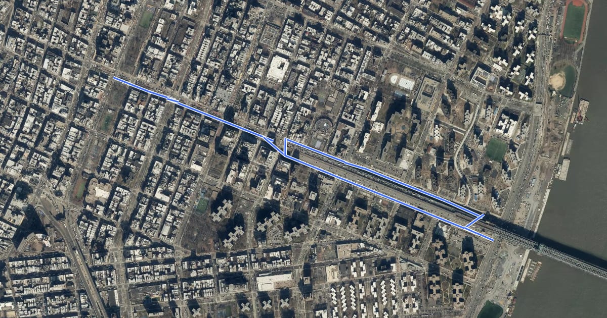 Маршрут Delancey Street на спутниковом снимке