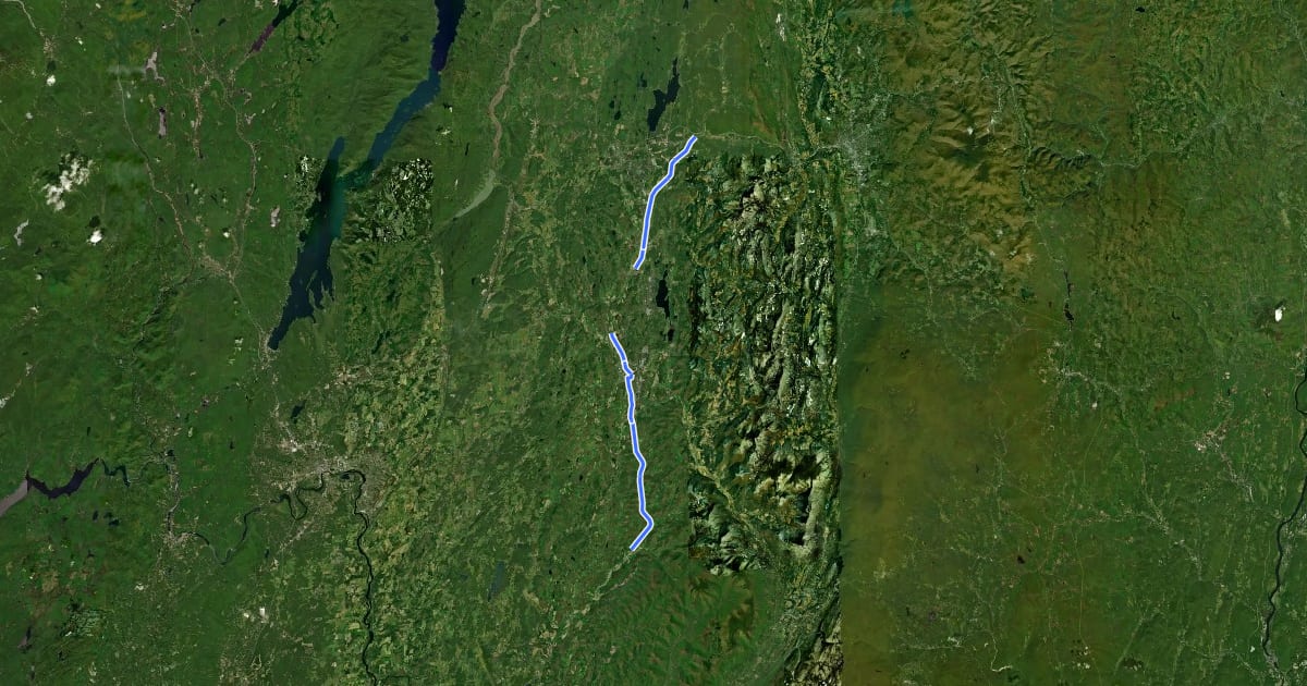 Маршрут Delaware & Hudson Rail Trail на спутниковом снимке