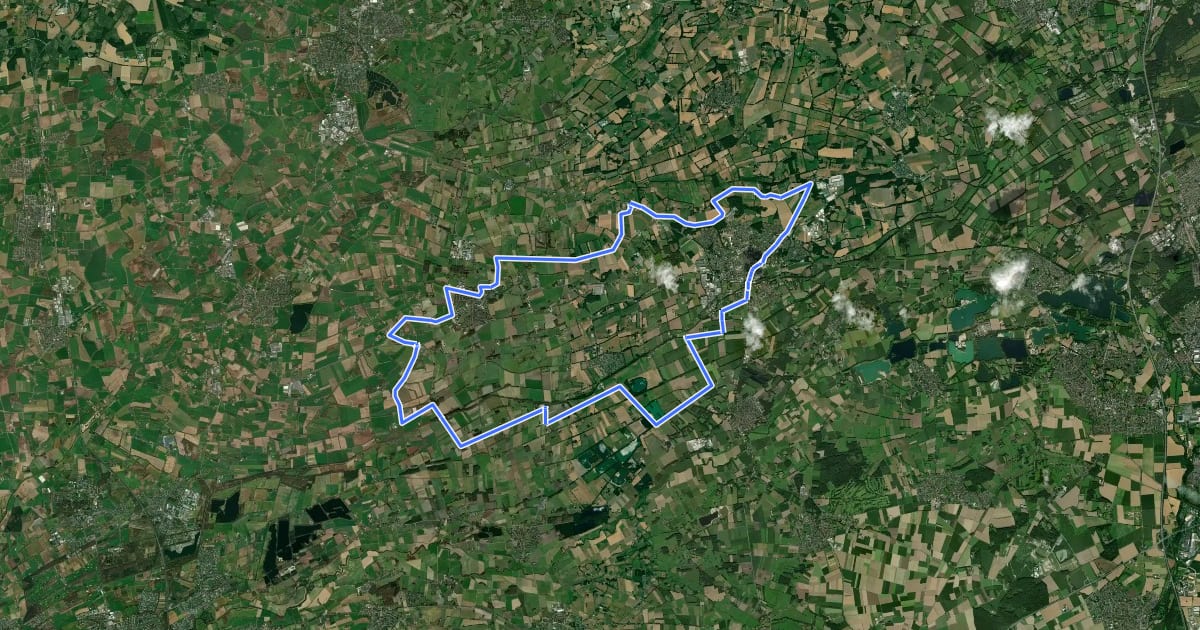 Маршрут Delbrücker Spargelroute De12 на спутниковом снимке