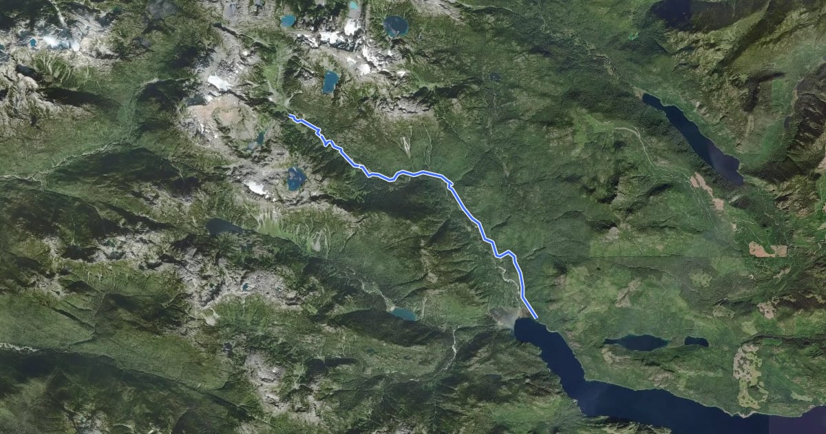 Маршрут Della Falls Trail на спутниковом снимке