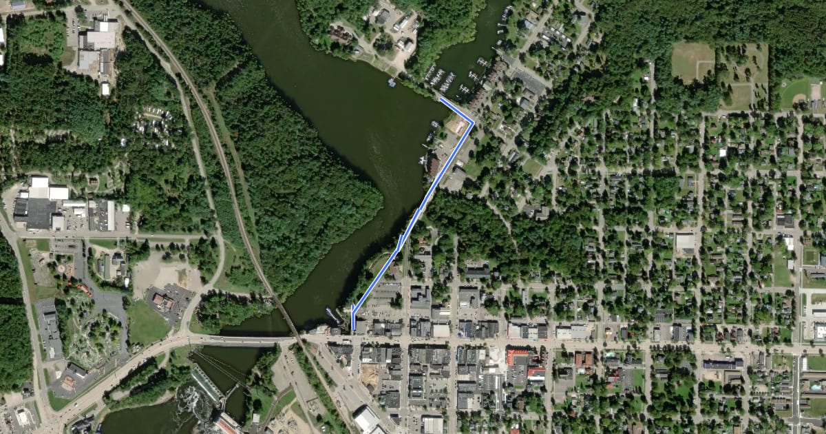 Маршрут Dells Scenic River Walk на спутниковом снимке