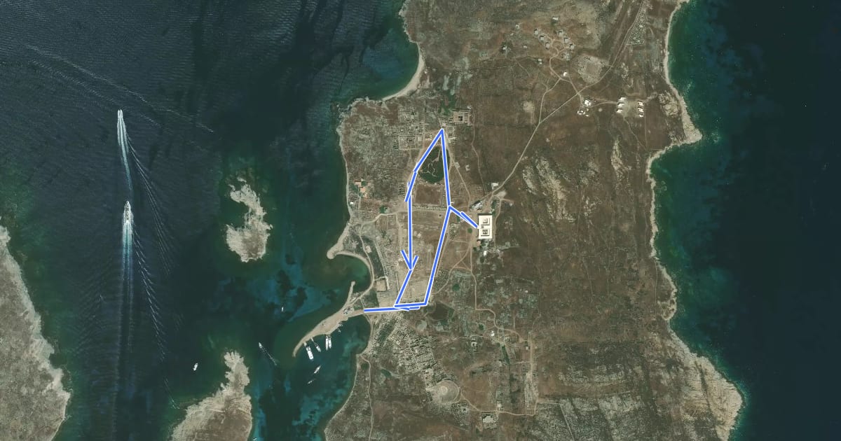Маршрут Delos Blue Route на спутниковом снимке