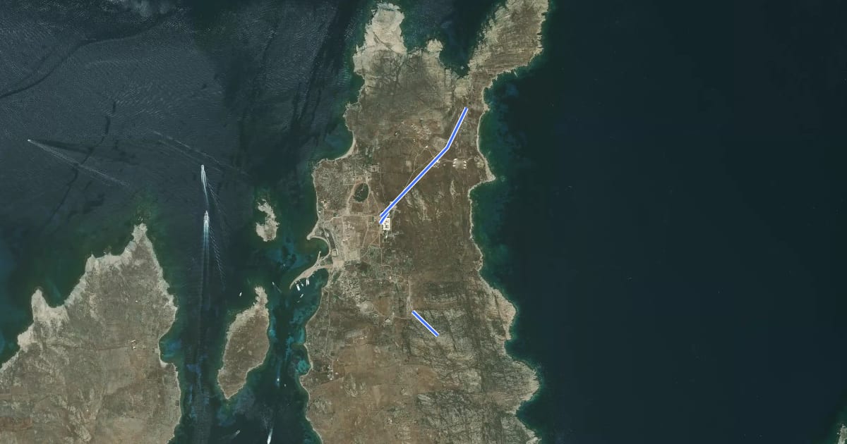 Маршрут Delos Brown Route на спутниковом снимке