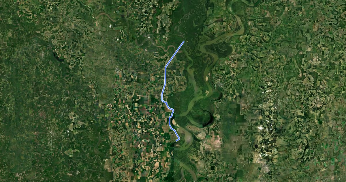 Маршрут Delta Heritage Trail (Southern Corridor) на спутниковом снимке