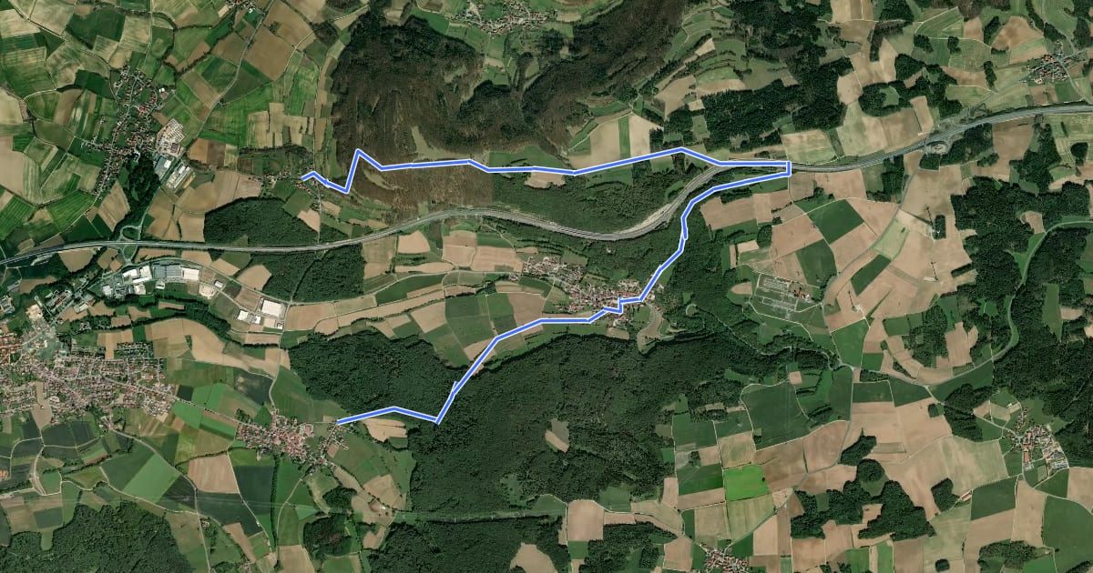 Маршрут Demmelsdorf - Würgau - Heldenhain - Schlappenreuth на спутниковом снимке