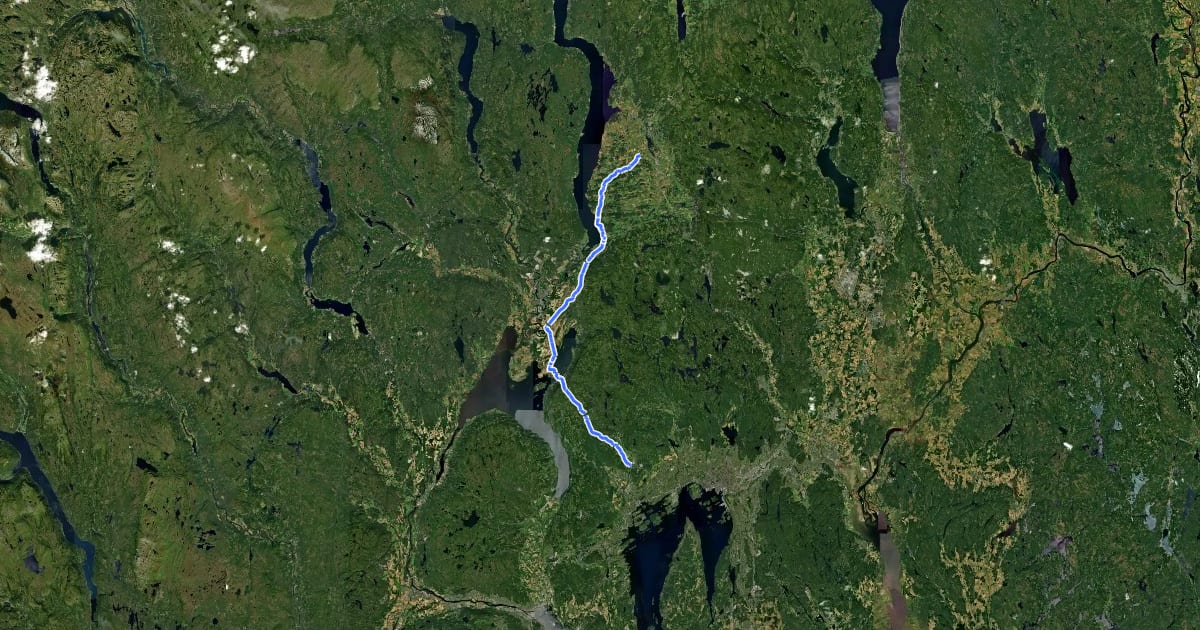 Маршрут Den bergenske kongeveg (Ringerike) на спутниковом снимке