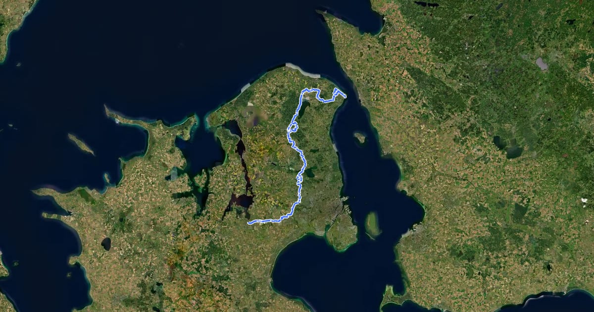 Маршрут Den danske Pilgrimsrute - Nordsjælland на спутниковом снимке