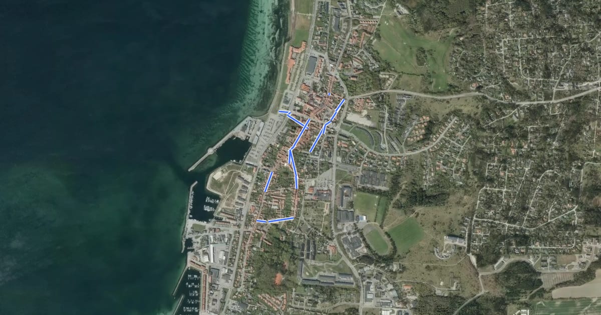 Маршрут Den gamle købstad на спутниковом снимке