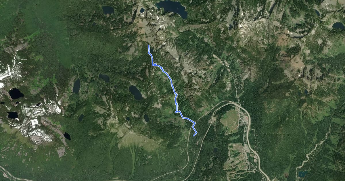 Маршрут Denny Creek Trail на спутниковом снимке