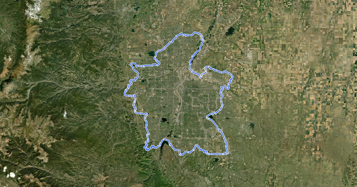 Маршрут Denver Orbital Trail на спутниковом снимке