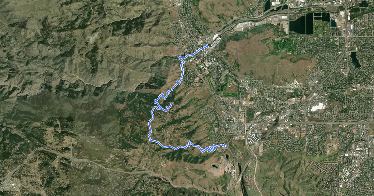 Маршрут Denver Orbital Trail - Segment 1 на спутниковом снимке