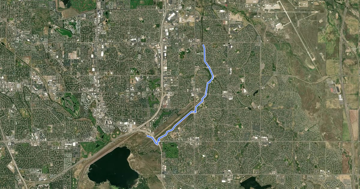 Маршрут Denver Orbital Trail - Segment 14 на спутниковом снимке