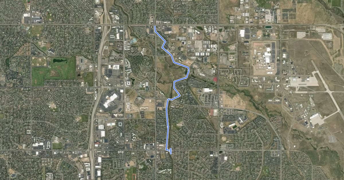 Маршрут Denver Orbital Trail - Segment 15 на спутниковом снимке