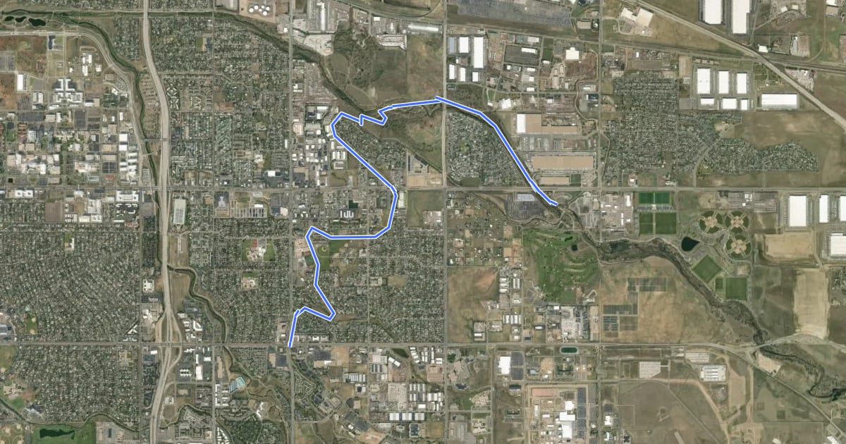 Маршрут Denver Orbital Trail - Segment 16 на спутниковом снимке