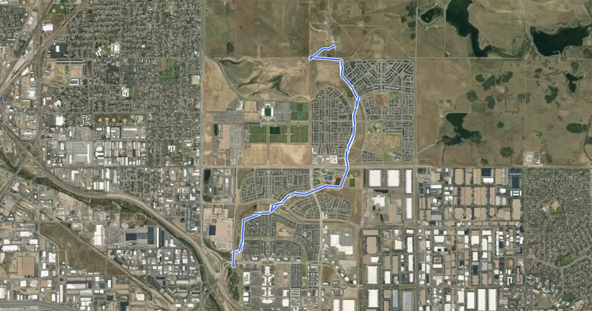 Маршрут Denver Orbital Trail - Segment 19 на спутниковом снимке