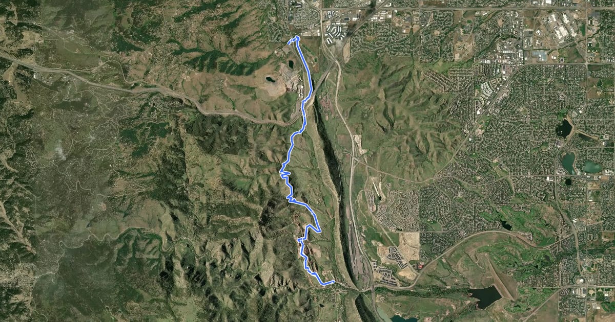 Маршрут Denver Orbital Trail - Segment 2 на спутниковом снимке
