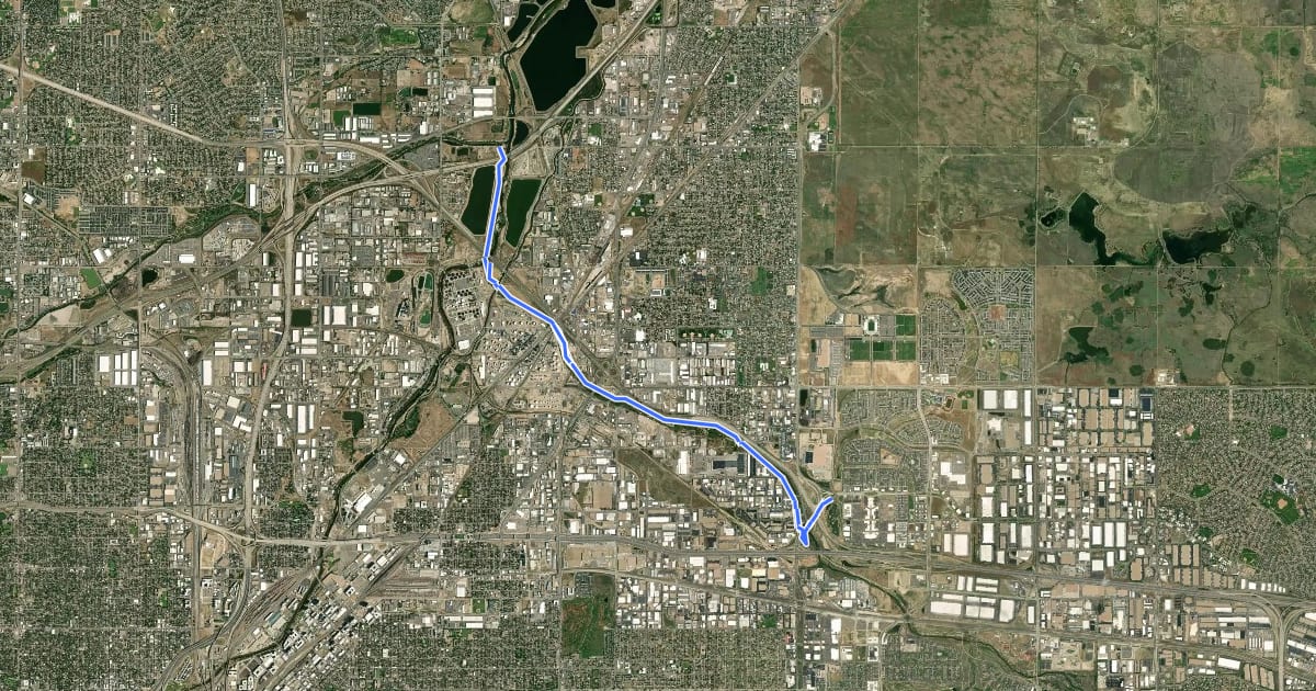 Маршрут Denver Orbital Trail - Segment 20 на спутниковом снимке
