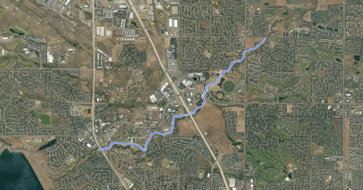 Маршрут Denver Orbital Trail - Segment 24 на спутниковом снимке