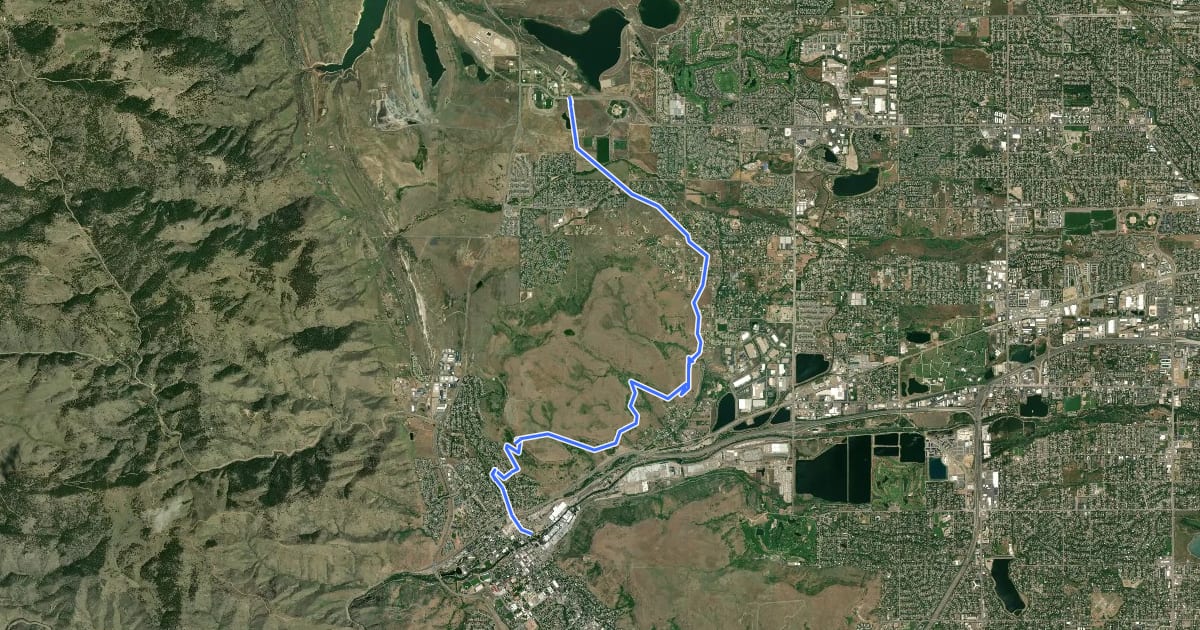 Маршрут Denver Orbital Trail - Segment 28 на спутниковом снимке