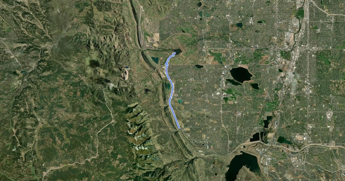 Маршрут Denver Orbital Trail - Segment 4 на спутниковом снимке