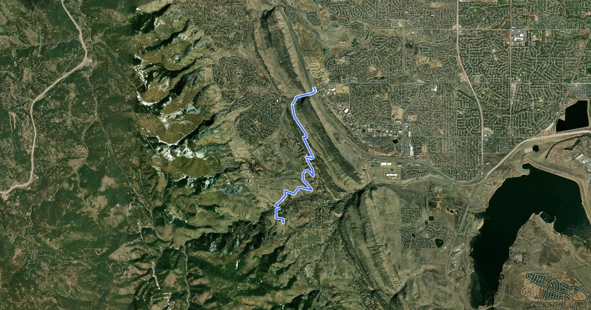 Маршрут Denver Orbital Trail - Segment 5 на спутниковом снимке