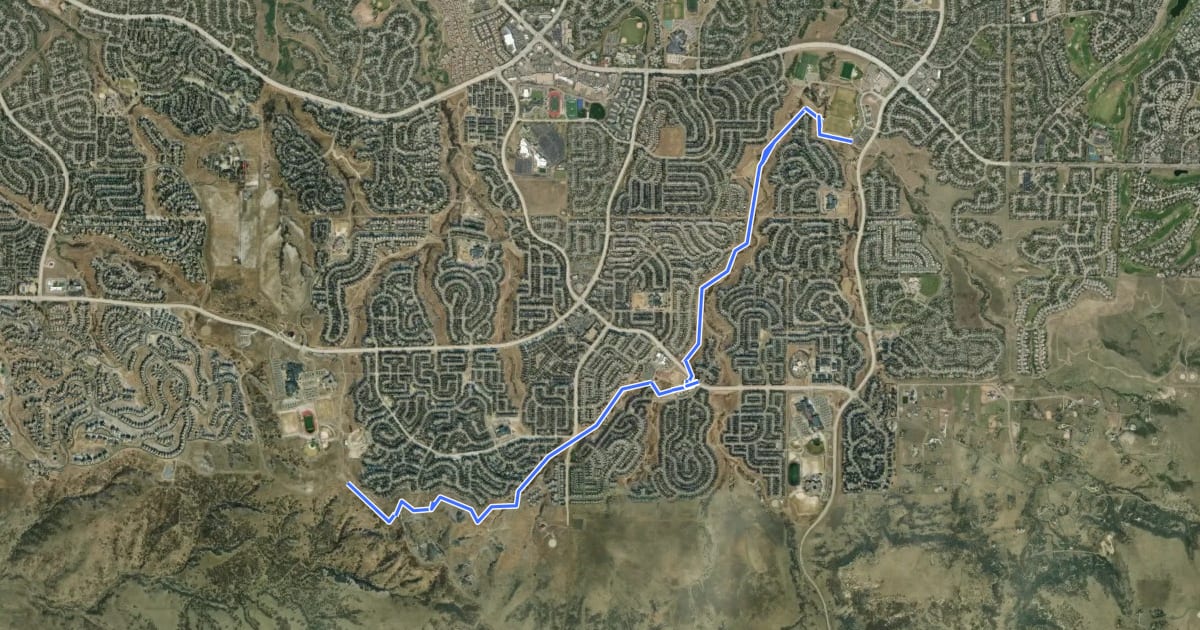 Маршрут Denver Orbital Trail - Segment 9 на спутниковом снимке