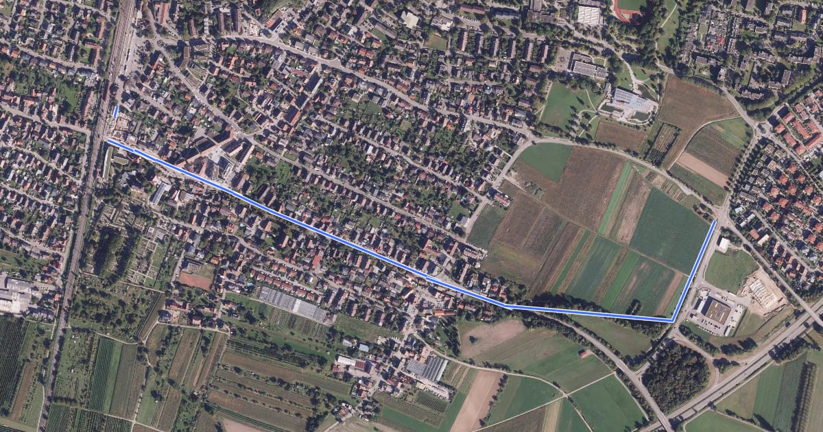 Маршрут Denzlingen Bahnhof - Denzlingen Neuapostolische Kirche на спутниковом снимке