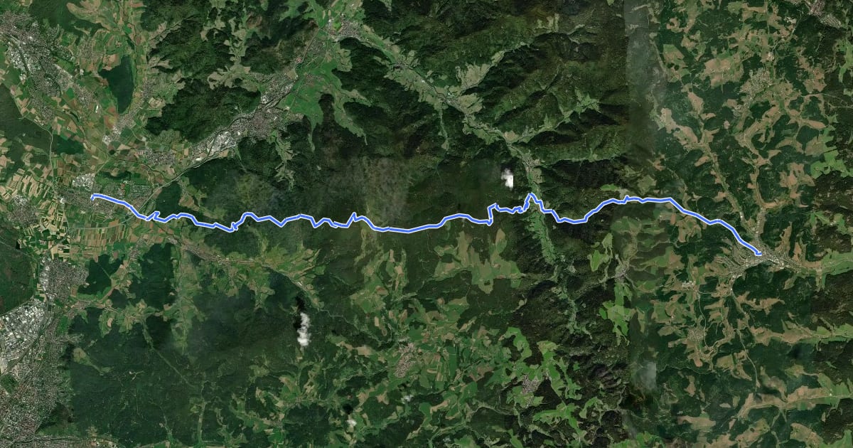 Маршрут Denzlingen - Furtwangen на спутниковом снимке