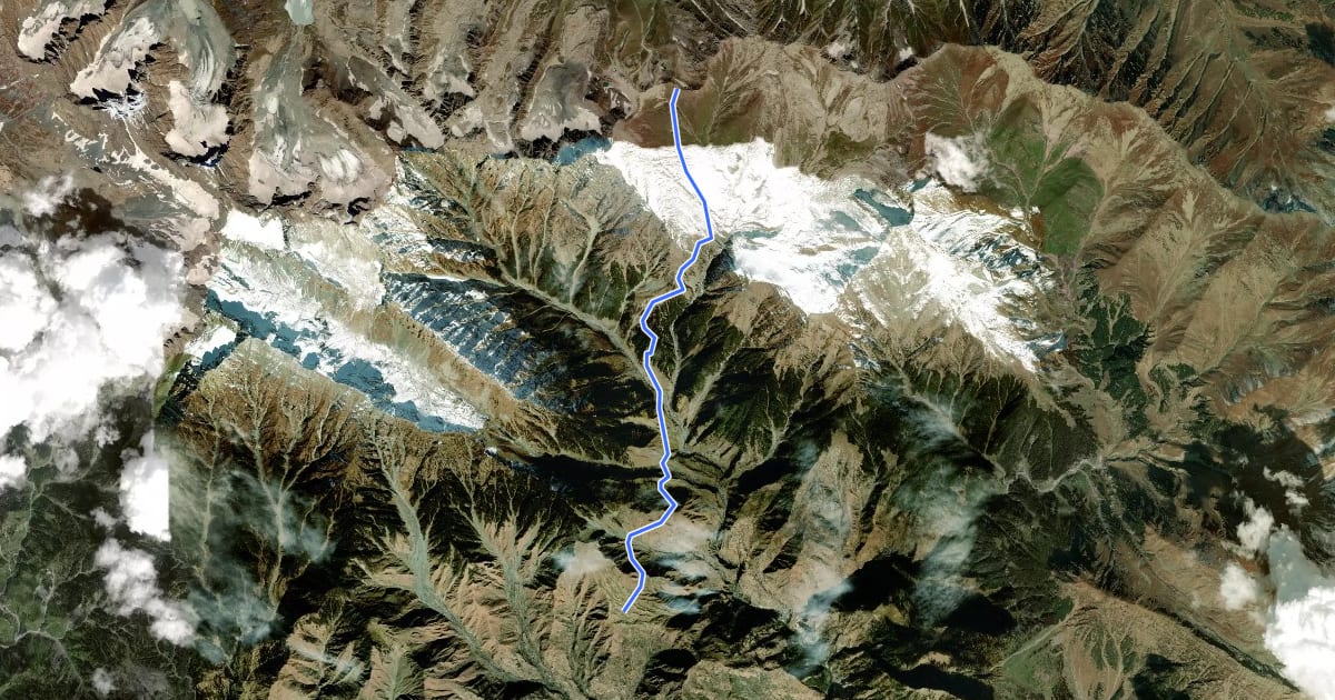 Маршрут Deolmarg to Zachimarg gali на спутниковом снимке