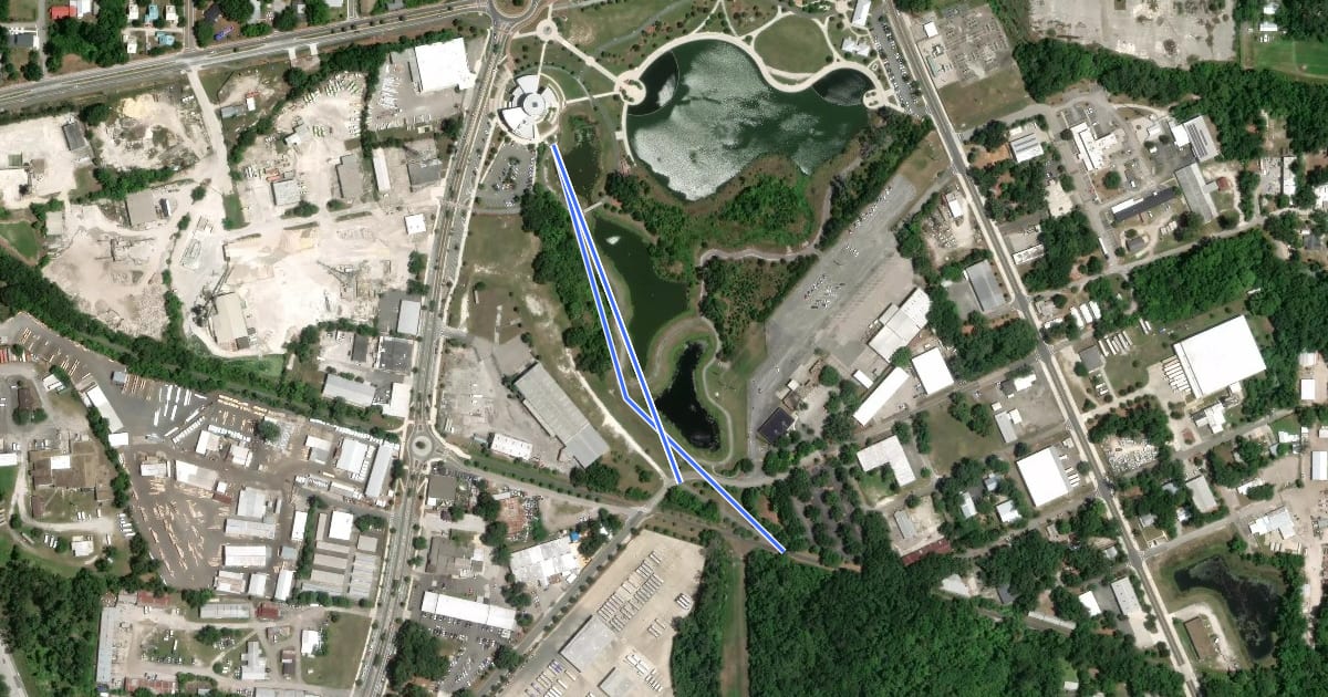Маршрут Depot Park Trail на спутниковом снимке