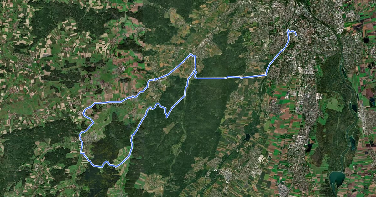 Маршрут Der Schwäbische Mozartwinkel на спутниковом снимке