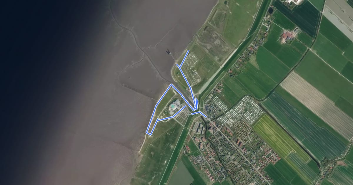 Маршрут Der Sturmweg Wanderweg - Dorum-Neufeld на спутниковом снимке