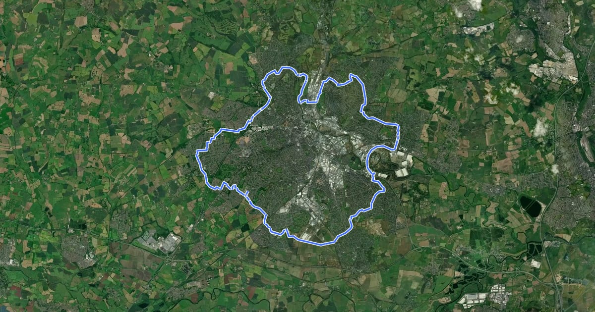 Маршрут Derby Orbital Route 66 на спутниковом снимке